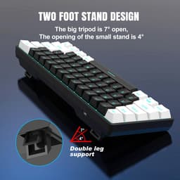 HXSJ V900 - Bedrade Gaming Toetsenbord - Mechanisch - Blue Switch - 61 Keys - QWERTY Toetsenborden - Zwart wit — thumbnail 5