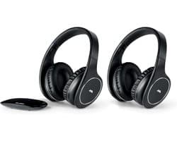 Meliconi HP Easy Digital Bundle - Koptelefoon - 2 Draadloze Stereo Headsets - Bedraad & draadloos via Transmitter - Zwart