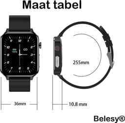 Belesy® INTELLIGENT - Smartwatch Dames - Smartwatch Heren - Horloge - 1.70 inch – kleurenscherm – Stappenteller – Calorieën - Gezondheidsindicatoren – Je eigen foto als wijzerplaat - Leer – Zwart - Moederdag — thumbnail 13