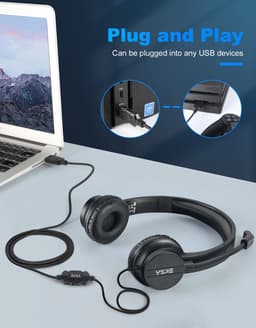 Office Headset - Koptelefoon - Hoofdtelefoon met Microfoon - USB - Licht en Comfortabel — thumbnail 2