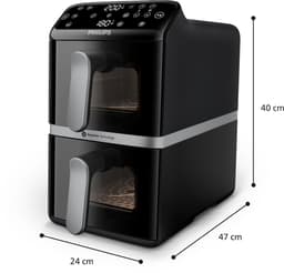 Philips 4000 Series Dual-Stacked Dubbele Airfryer – NA461/00 - 2 Lades (Sync) – 10 L – Tot 6 Personen – Bespaart 45% Ruimte — thumbnail 9