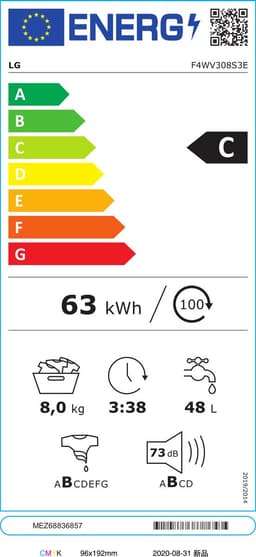 LG F4WV308S3E wasmachine Voorlader 8 kg 1360 RPM Wit — thumbnail 2