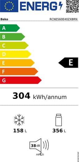 Beko RCNE560E40ZXBRN koel-vriescombinatie Vrijstaand 514 l E Roestvrijstaal — thumbnail 2