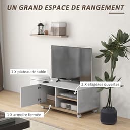 TV-kast op wielen met 2 remmen en 2 opbergcompartimenten — thumbnail 7