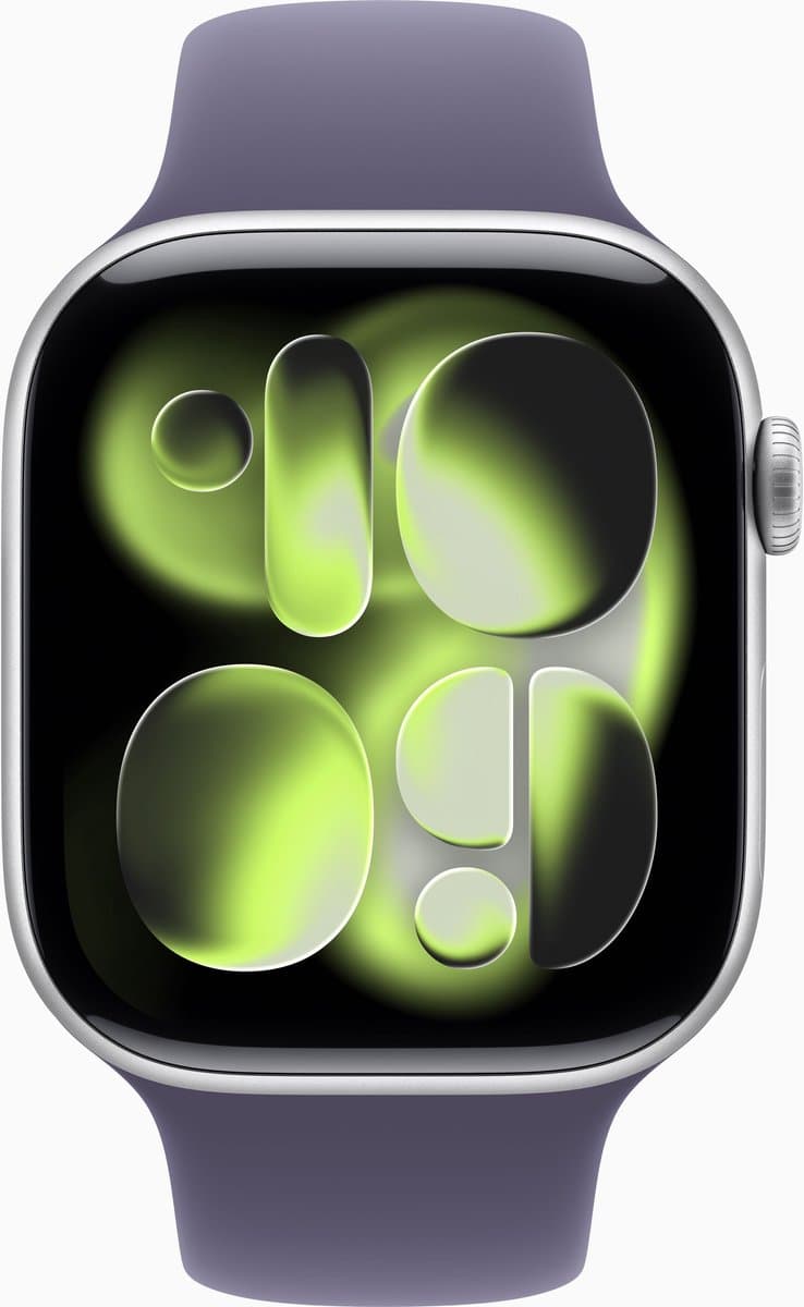 Apple Watch 11 - Wifi + 5G - 42mm - Silver Aluminium Case with Purple Fog Sport Band - M/L — afbeelding 1