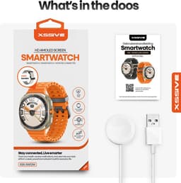 Xssive Watch Ultra 3 - Smartwatch Dames - Stijlvol Horloge met Belfunctie - 1.43" AMOLED - Hartslag & Zuurstofmeter - incl. 2 Bandjes (Zwart & Oranje) - Smartwatch - Titanium Gray — thumbnail 5