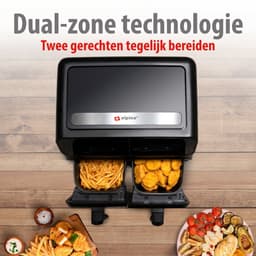 alpina Dubbele Airfryer XXL - Heteluchtfriteuse 2x4L - Air Fryer met Digitaal Touchscreen - Heteluchtoven voor 6 Personen en Meer - 8 Kookprogramma's - Sync-Modus - Timer Functie — thumbnail 5