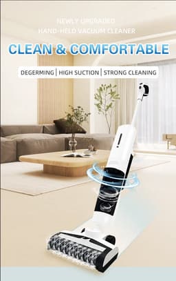 SIYU Y-10 Draadloze Vloerreiniger – Stofzuigen, Dweilen & Wassen in één – Zelfreinigende Borstel-Voice Broadcas – 720ml Dubbele Watertank – Stil Ontwerp ≤70dB-2500mAh — thumbnail 11