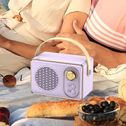 JeiibrZui Retro Bluetooth-Luidspreker - Draagbare Draadloze Stereoluidspreker - Verrassend Luid Met Duidelijke Bas - 1 Stuk - Voor Thuis/Tuin/Paars — thumbnail 5