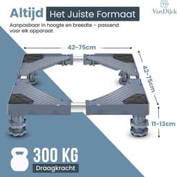VanDijck Wasmachine Verhoger - 4 Poten - Verstelbaar 42-75 cm - Max 300 kg — thumbnail 7