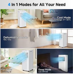 Mobiele Airconditioning 9000 BTU - 3-in-1 Koeler, Luchtontvochtiger en Ventilator met Afstandsbediening — thumbnail 9