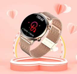 Smartwatch voor Dames 1.19inch AMOLED - Hartslagmeter - Stappenteller - Slaapmonitor - Multisport - Compatibel met Android en iOS - Waterproof - ZWART - Staal Band — thumbnail 12