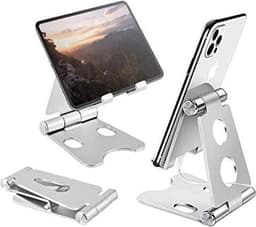 Bureau houder Tablet & Telefoon Vouwbaar Standaard - Tafel Telefoon Steun Universeel - Zilver — thumbnail 1