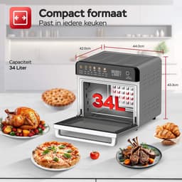 TurboTronic AFO310 Airfryer XXL en Vrijstaande Mini oven – Enkel Deur - 34 Liter – Zilver — thumbnail 3