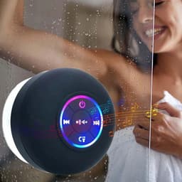 Zwarte Waterdichte LED Bluetooth Douche Luidspreker / speaker met Zuignap - USB Oplaadbaar - Geschikt voor Smartphone, Tablet en PC - IPX-4 — thumbnail 1