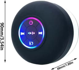 Zwarte Waterdichte LED Bluetooth Douche Luidspreker / speaker met Zuignap - USB Oplaadbaar - Geschikt voor Smartphone, Tablet en PC - IPX-4 — thumbnail 2