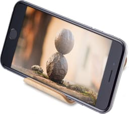 kalibri standaard voor mobiele telefoons - Universele standaard - Voor smartphones en tablets - Antislip - Berkenhout - Lichtbruin — thumbnail 3