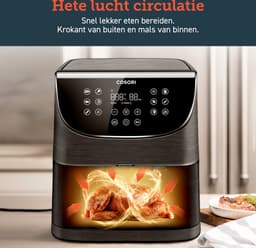 Cosori XL Airfryer - Heteluchtfriteuse 5.5 liter - Inclusief Spiezenrek en 5 Spiezen - met App Connectie – Zwart — thumbnail 12