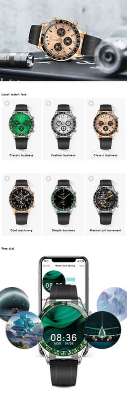 Darenci Smartwatch Superior Pro - Smartwatch heren - Activity Tracker - Touchscreen -  Bluetooth bellen - Bluetooth muziek - Stalen band - Heren - Horloge - Stappenteller - Bloeddrukmeter - Verbrande calorieën - Zuurstofmeter - Waterdicht - Roségoud — thumbnail 5