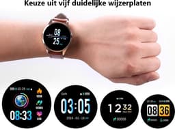 Belesy® BQSiZiPk - Smartwatch Dames - Smartwatch Heren - Horloge - Stappenteller - 1.3 inch - Kleurenscherm - 10x Sporten - INDOOR en OUTDOOR - Zilver - Siliconen - Roze - extra polsband Panterprint en Milanees staal zilver - Moederdag — thumbnail 8
