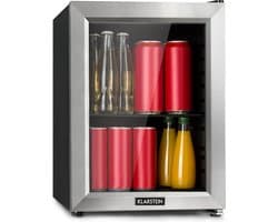 Klarstein Minibar Harlem Drankkoelkast - Mini koelkast - Compressiekoeling - 23 Liter inhoud - 5 Koelstanden: 0 - 10 °C - Energie-efficiëntieklasse E - Gering Bedrijfsgeluid: 39 dB - LED Verlichting - Glazen deur - Roestvrij Staal