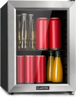 Klarstein Minibar Harlem Drankkoelkast - Mini koelkast - Compressiekoeling - 23 Liter inhoud - 5 Koelstanden: 0 - 10 °C - Energie-efficiëntieklasse E - Gering Bedrijfsgeluid: 39 dB - LED Verlichting - Glazen deur - Roestvrij Staal — thumbnail 1