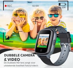 Rock&Rose 4G GPS Horloge Kind - Inclusief Simkaart - SOS Functie - Kinder Smartwatch - Kinderhorloge Meisje/Jongen Smartwatch - Smartwatch Kinderen - Zwart — thumbnail 6