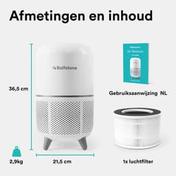 Rolfstone Air Balance Luchtreiniger – HEPA 13 + koolstoffilter – CADR 160 m³/u – Voor ruimtes tot 34 m² – Vermindert stof en pollen – 3 standen + slaapstand + automatische stand – Luchtkwaliteitsindicator — thumbnail 10