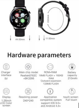 Smartwatch Rankos AK37 - sporthorloge zilver staal bandje - Fitness - Stappenteller - Hartslag - Slaapmonitor - Bluetooth bellen-Bel/message herinnering - Camera Bediening-IP67 Waterbestendig - Met APP-Weer informatie -Stopwatch - Muziek — thumbnail 17
