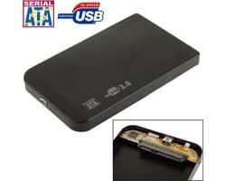 2,5 inch SATA HDD externe behuizing, grootte: 126 mm x 75 mm x 13 mm (zwart)