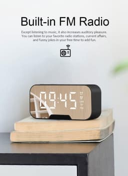 Digitale wekker met bluetooth speaker, radio, spiegel en TF ingang. — thumbnail 3