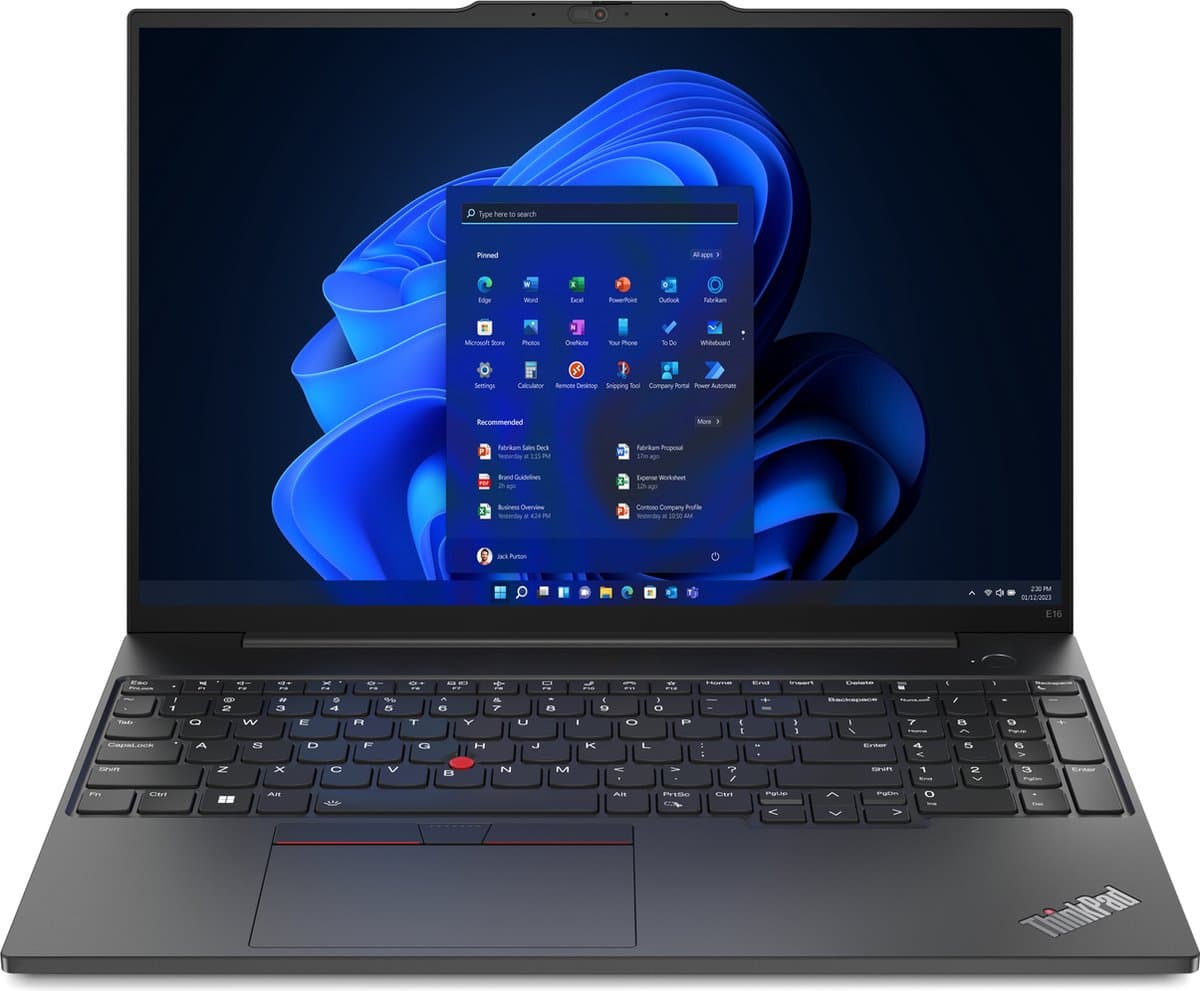 Lenovo ThinkPad E16 Intel® Core™ i5-1335U Laptop 40,6 cm (16") WUXGA 8 GB DDR5 256 GB SSD Wi-Fi 6 (802.11ax) Windows 11 Pro Zwart — afbeelding 1