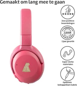 POGS - The Turtle - Draadloze over-ear koptelefoon met Noise Cancelling - Bluetooth - Veilige volumebegrenzing - Duurzaam - Gratis app voor extra functies - rRoze — thumbnail 11