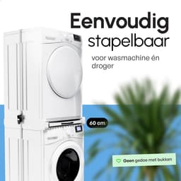 Stapelkit met Uitschuifbare Plank voor Wasmachine & Droger – Wit – Bodo — thumbnail 11
