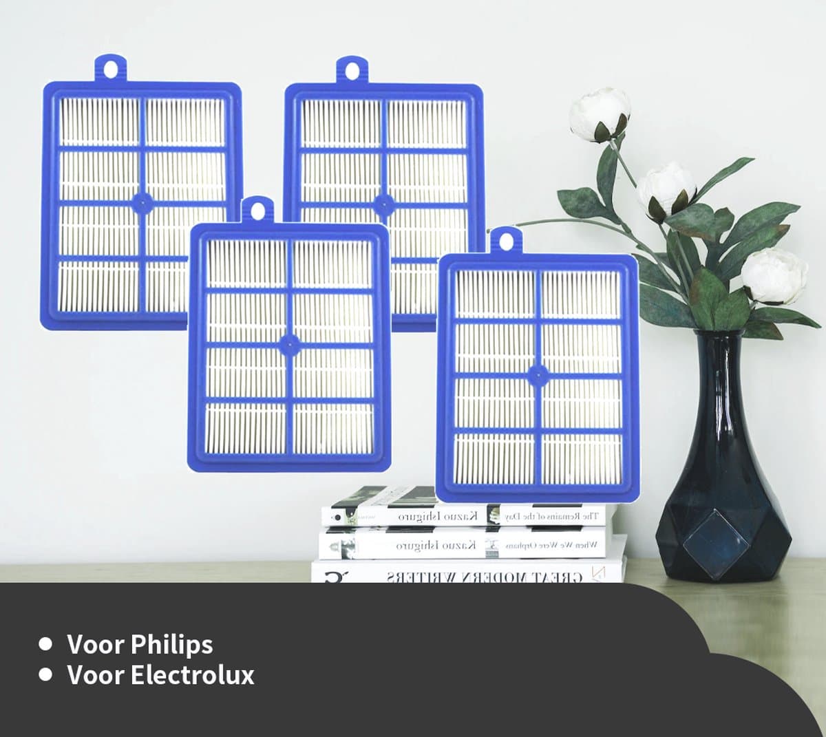 Replacements® H13 HEPA filters geschikt voor Philips -AEG - Electrolux - 4 stuks — afbeelding 1