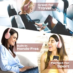 PowerLocus P19 Bluetooth Koptelefoon - Koptelefoon Draadloos - tot 70 Uur Speeltijd en met Aux Kabel - Over Ear Hoofdtelefoon - 3 EQ-Modi - Met Draagtas – Rose Gold — thumbnail 6