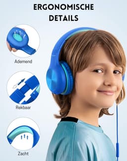 StayPowered Kinderheadset - De Ultieme Veilige en Comfortabele Hoofdtelefoon voor Kinderen - Hoge Audio Kwualiteit - Ingebouwde Volumeregelaar - Verstelbare en Opvouwbaar Ontwerp - Compact Ontwerp - Blauw - Levering Sneller dan Aangegeven — thumbnail 4