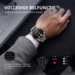 Maoo Titan AMOLED Smartwatch Heren - Stainless Steel en 2 TPU bandjes - Stappenteller - Hartslagmeter - Slaapmonitor - Multisport - Geschikt voor Android en iOS - Zilver — thumbnail 6