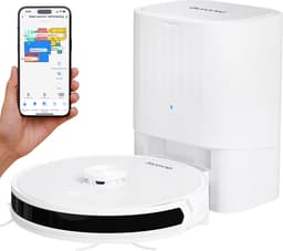 Auronic Robotstofzuiger - Met Dweilfunctie - WiFi en App - Laadstation - Huisdieren - Dweilrobot - Laser Navigatie - Automatisch Leegstation - Wit — thumbnail 1