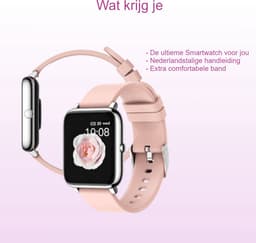 Belesy® HUNDRED - Smartwatch Dames - Smartwatch Heren - Horloge - 1.3 inch - Kleurenscherm - Full Touch - Stappenteller - Multi Sport - 100+ Watchfaces - Siliconen - Roze — thumbnail 7