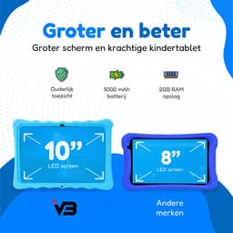 VB Kids Tablet - Kindertablet -  Ouder Control App - 5000mAh Batterij - 10 inch - Kinder tablet - Beschermhoes - Blauw — thumbnail 3