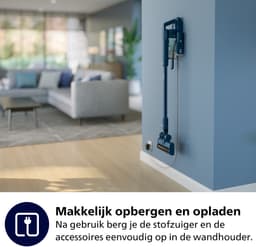 Philips Steelstofzuiger met Dweilfunctie XC5041/01 Aqua - Draadloos en Zonder Zak - Zuigmond met LED Verlichting - Kruimeldief - Batterijduur tot 60 min - Lichtgewicht - Blauw — thumbnail 5