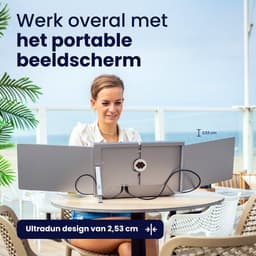 HoriVue Portable Monitor Max 15.6 Inch - Triple Screen - Full HD 60Hz - Extra Scherm Laptop - Draagbare Monitor - Laptop Scherm Uitbreider - Geschikt voor Apple en Windows - Inclusief Beschermhoes en Kabels - Tri Screen - Grijs — thumbnail 10