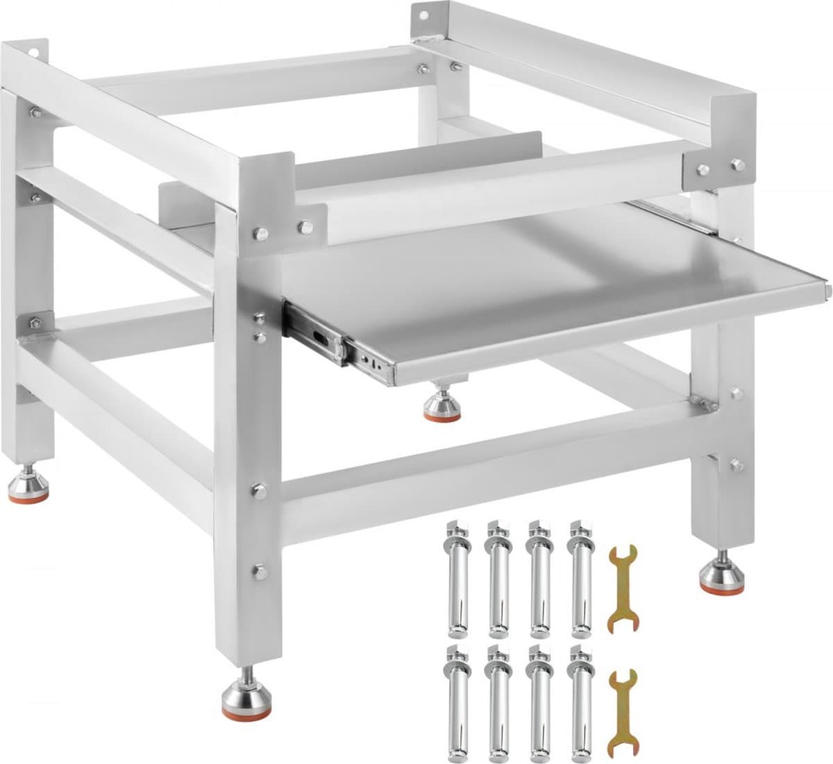 Wasmachineverhoging 136 kg, Wasmachine Verhoger Voetstuk 64 x 64 x 61cmcm, Wasmachine Basisstandaard met 1 Plank, Wasmachine Basis Aluminiumlegering en Roestvrij Staal, Onderstel Voor Wasmachine — afbeelding 1
