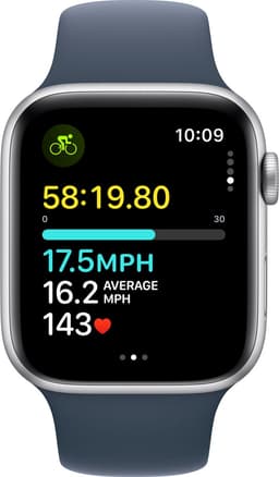 Apple Watch SE 2023 - GPS + Cellular - 44mm Silver Aluminium Case with Storm Blue Sport Band - M/L — thumbnail 6