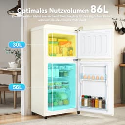 Gutent-Koel-vriescombinatie - 86L totaal - 56L koel en 30L vries - 7 temperaturen - LED-verlichting - verstelbare planken - Crème — thumbnail 11