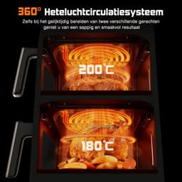 Saikefy Airfryer XXL - 11 Liter - Gestapelde Lades - 11 Programma's - Airfryer met Intelligent Touchbediening - Heteluchtfriteuse - Inclusief 4 handige accessoires — thumbnail 6