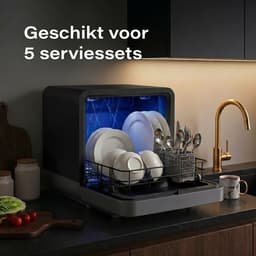 Skoov Mini Vaatwasser met waterreservoir PRO - 3 couverts - 6 wasprogramma's - Kleine smalle vrijstaande afwasmachine - Camping - Zwart — thumbnail 6