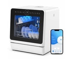 Novari Mini vaatwasser - Vrijstaande afwasmachine - Kleine compacte aanrechtvaatwasser - 8 programma's - 42,5x42,8x45,8 cm