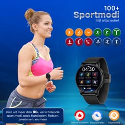 Evy24 Smartwatch Pro 42mm - Smartwatch Dames - Horloge met Belfunctie - Sporthorloge Dames - AMOLED - Bloeddrukmeter - Stappenteller - Android en iOS - Zwart — thumbnail 3